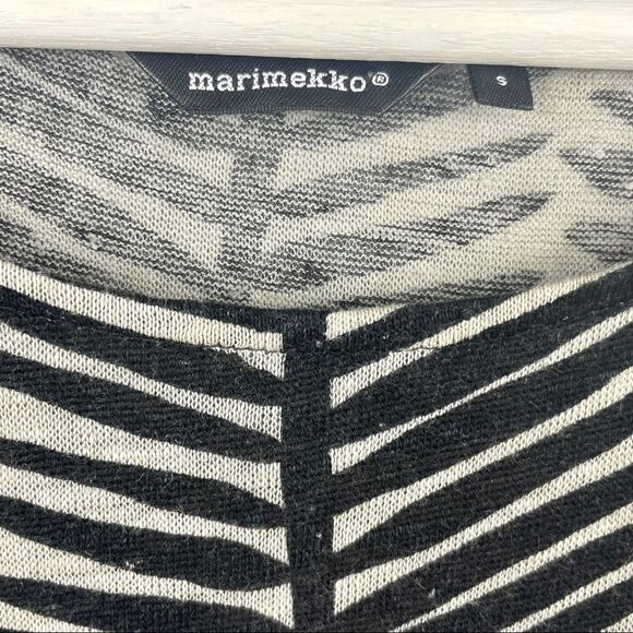 MARIMEKKO ramie linen blend short sleeved tan printed dress size S - Picture 4 of 5